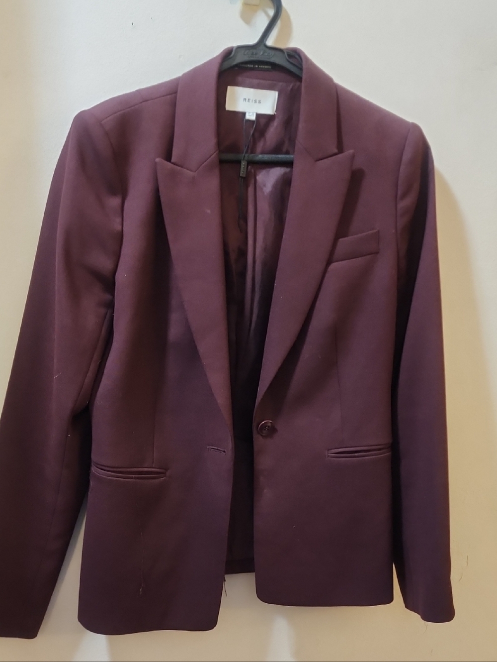 Reiss Wine Single-Button Tailored Blazer